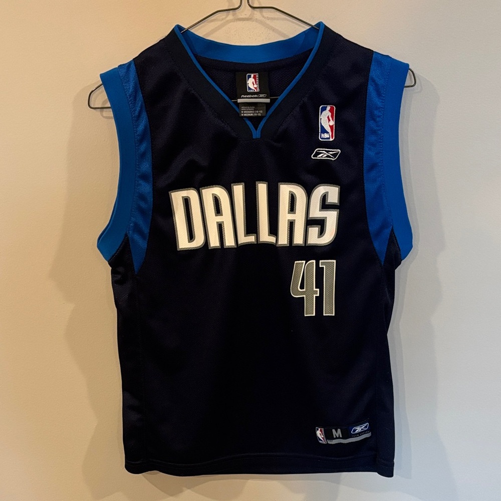 Vintage Dirk Nowitzki DAL Mavericks NBA Authentics Reebok Jersey Boy's M